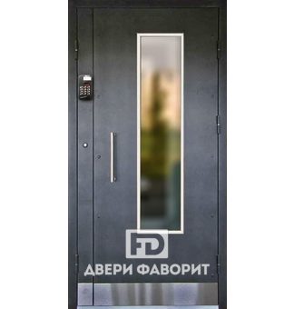 дверь стальная в подъзд со стеклом и отбойником