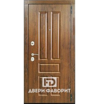 стандартная уличная дверь из металла с отделкой мдф филенчатый